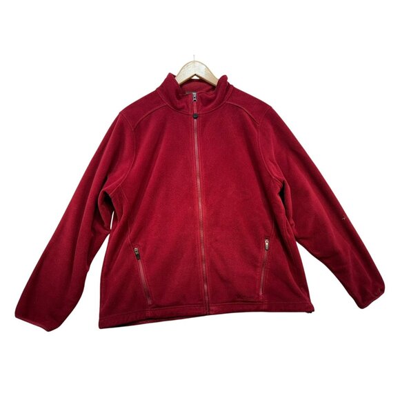 L.L. Bean Womens Polartec Fleece Jacket XL Dark Red Full Zip Heavy - Picture 1 of 12